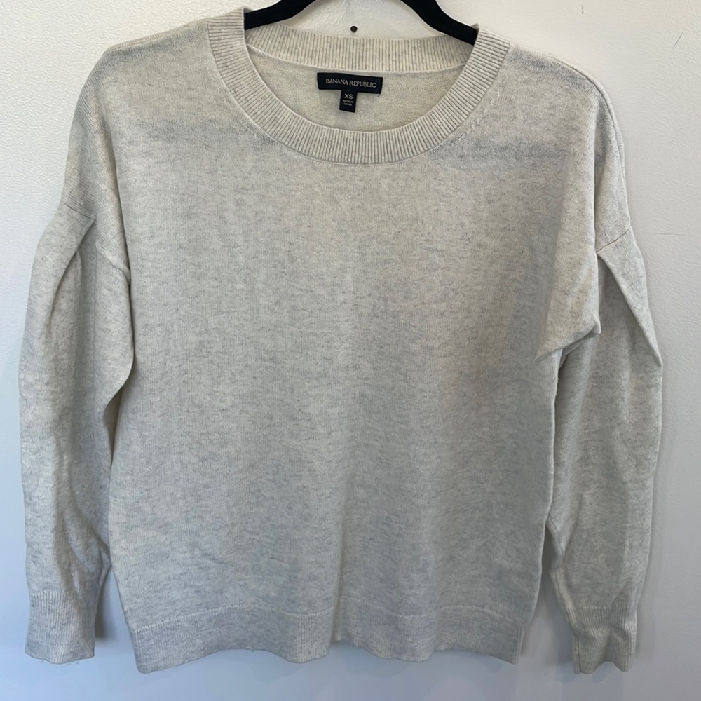 Banana Republic cashmere wool blend cozy fall boxy fit crewneck sweater size XS